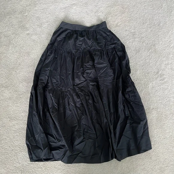 STAUD Black A-Line Midi Skirt for Work - Picture 3 of 3